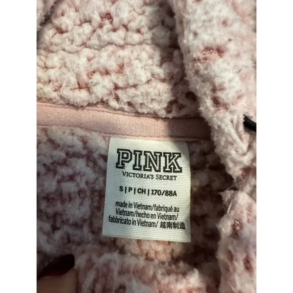 PINK Victoria's Secret Sherpa Hooded Fleece Size Small Fuzzy Adjustable Waist - Picture 3 of 5